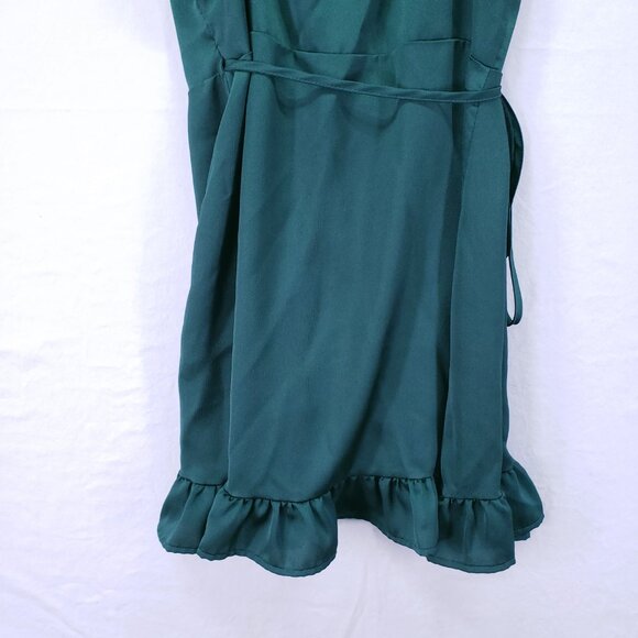 Princess Polly Green Lightweight Silky Sleeveless Short Mini Wrap Dress Size 4 - Picture 13 of 16